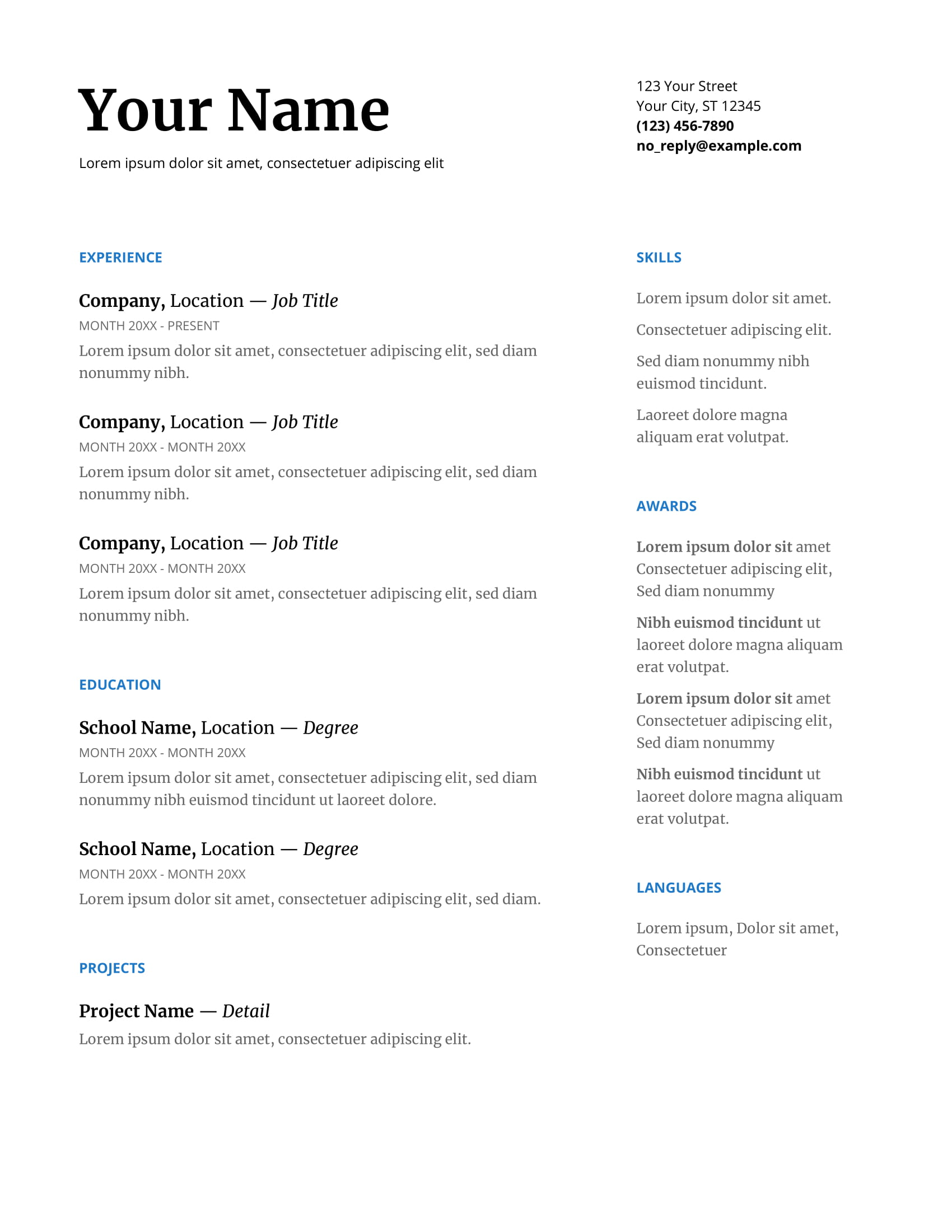 google-doc-template-resume